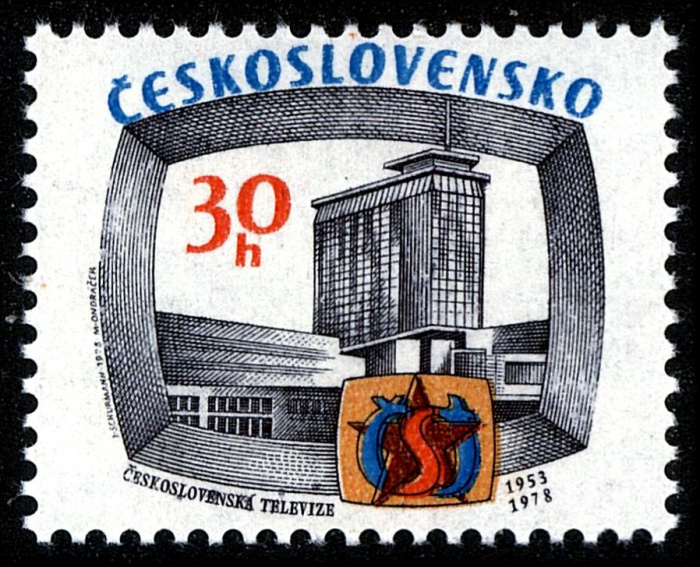 (1978-048) Марка Чехословакия &quot;Телевидение&quot;    25 лет почтовой доставки, радио и телевидения II Θ